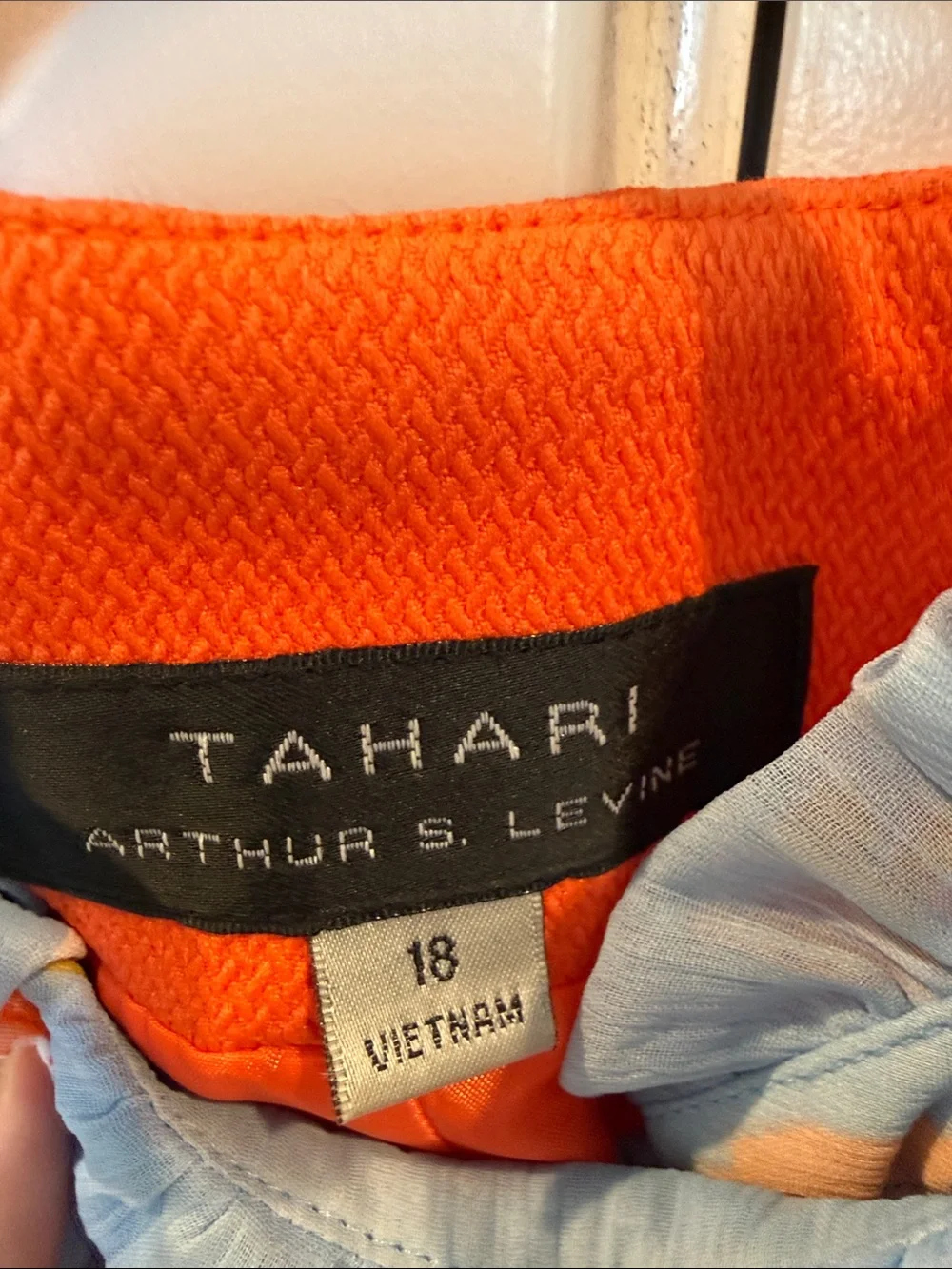 Tahari Bright Orange Collarless Zip-Pocket Jacket